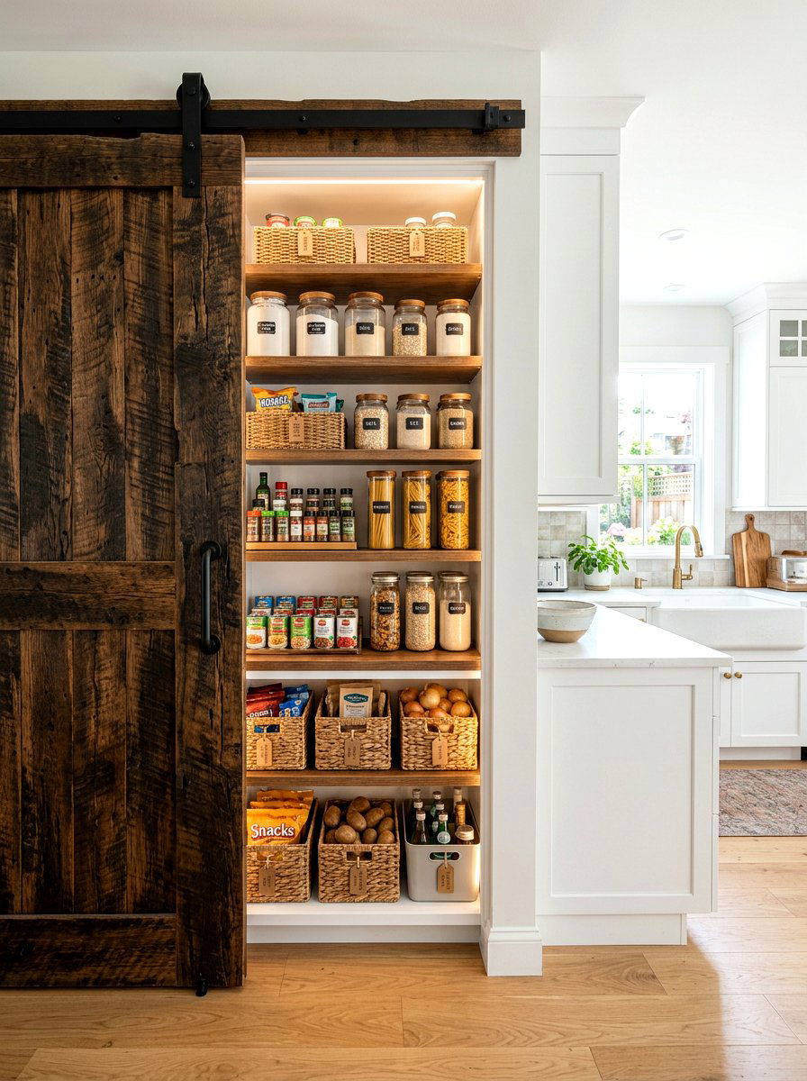 Barn Door Pantry Shelving - 30 pantry shelving layout ideas