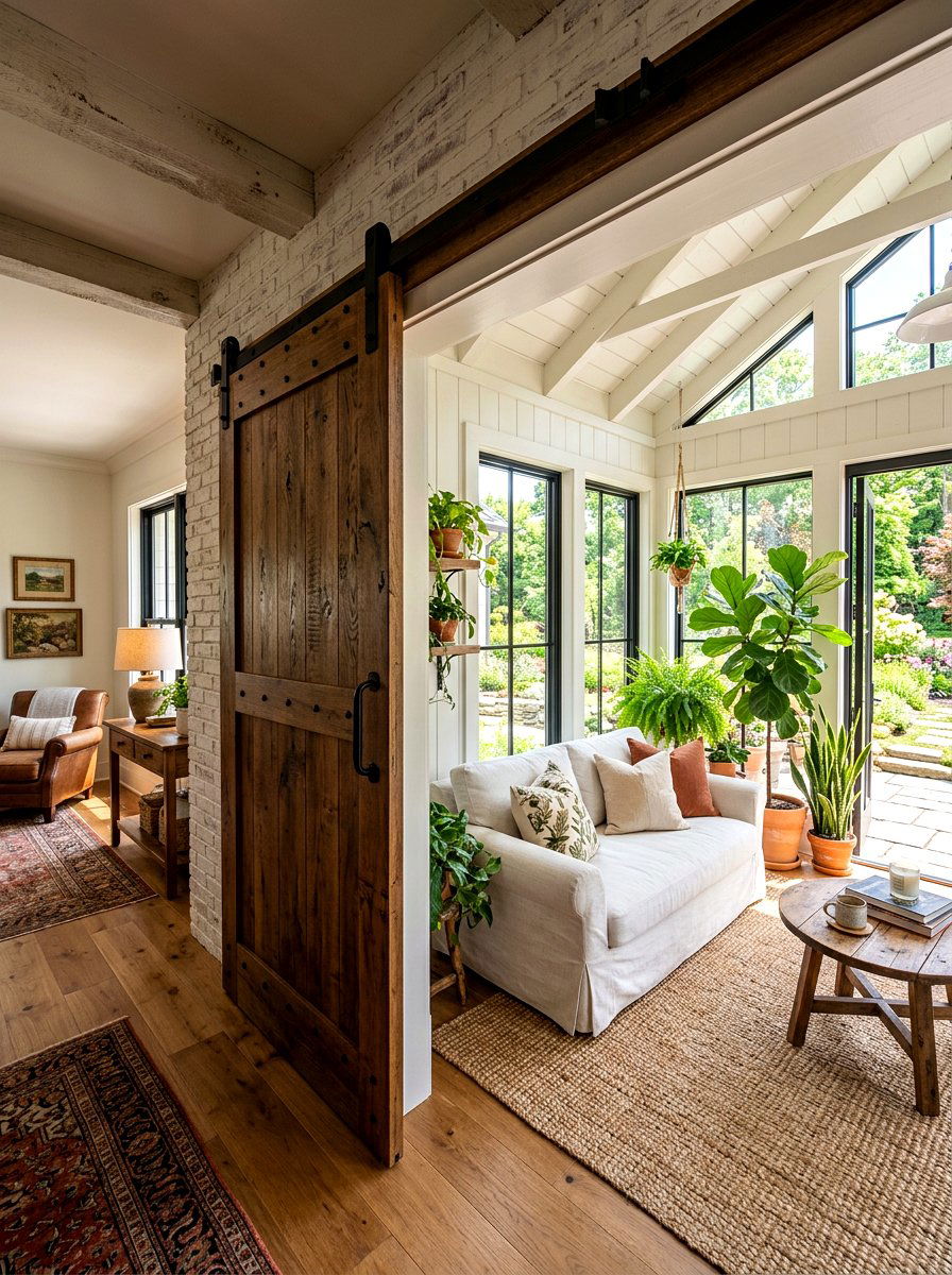 Barn Door Sunroom - 30 farmhouse sunroom ideas