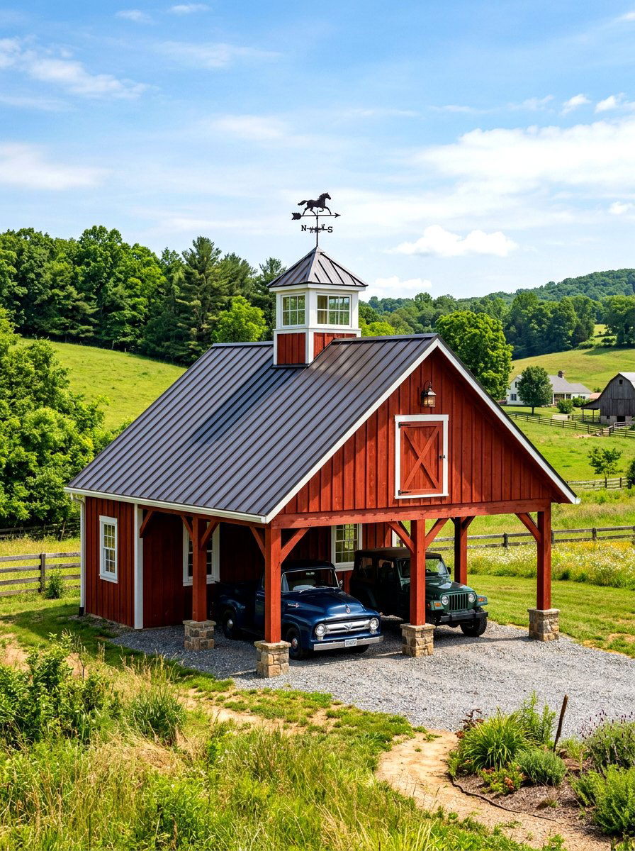 Barn Style Carport With Cupola - 30 farmhouse carport ideas