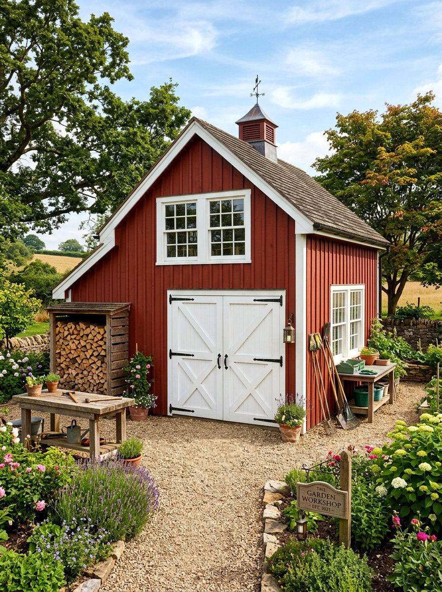 Barn Style Garden Workshop - 30 garden studio shed ideas