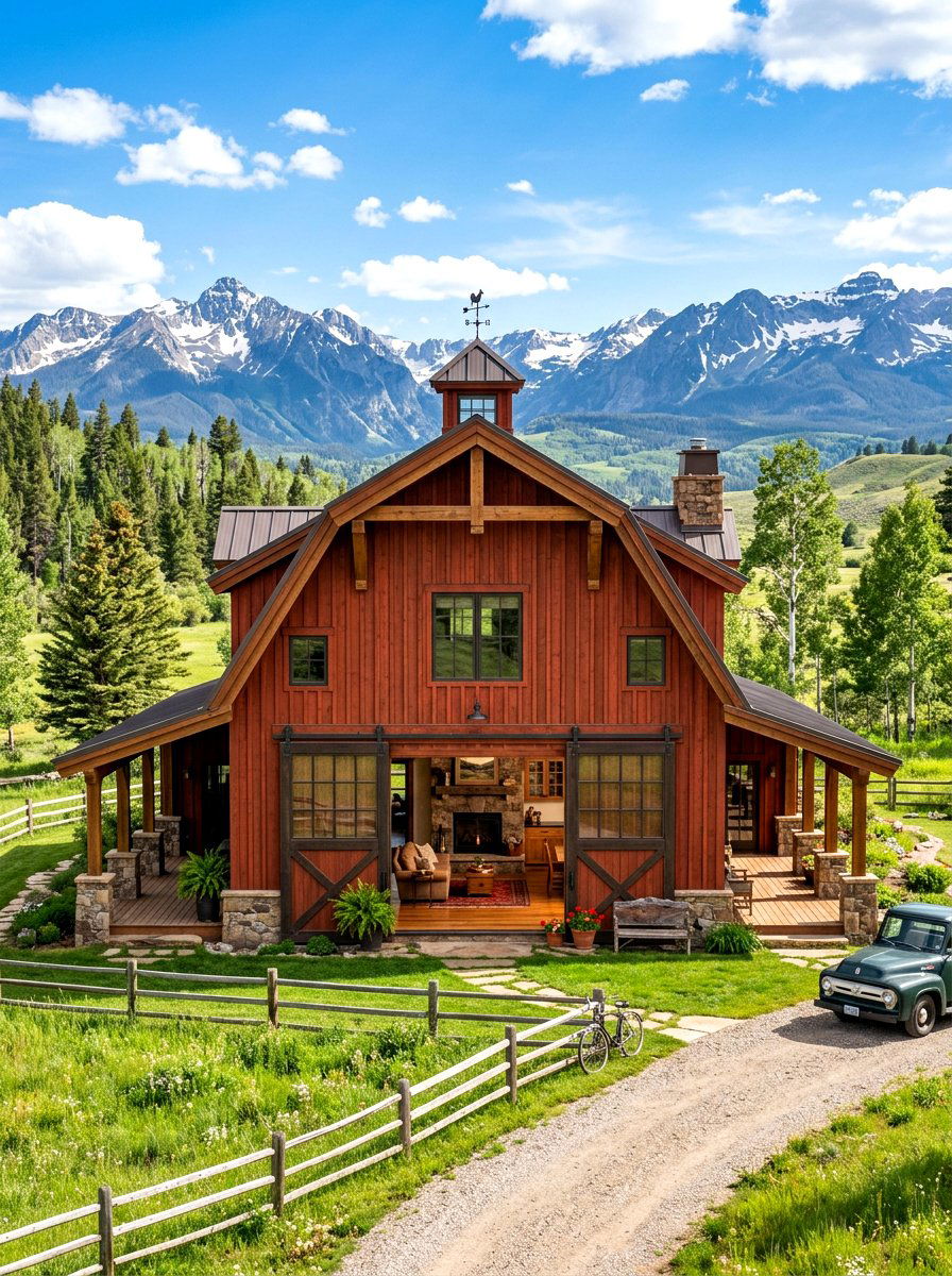 Barn Style Mountain Home - 30 mountain house exterior ideas