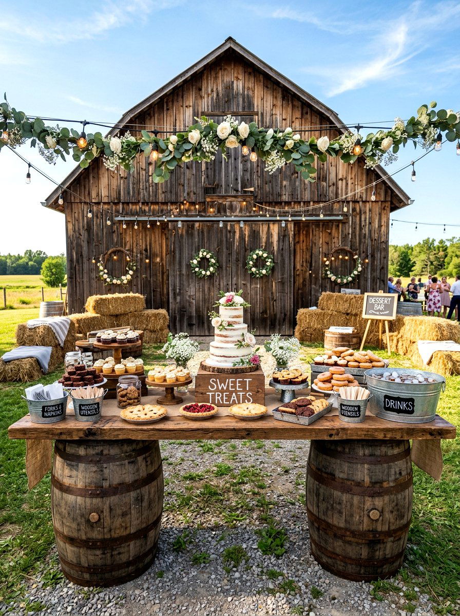 Barn Wedding Dessert Table - 30 dessert table decor ideas