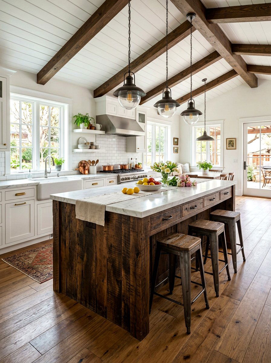 Barn Wood Kitchen Island - 30 reclaimed material decor ideas