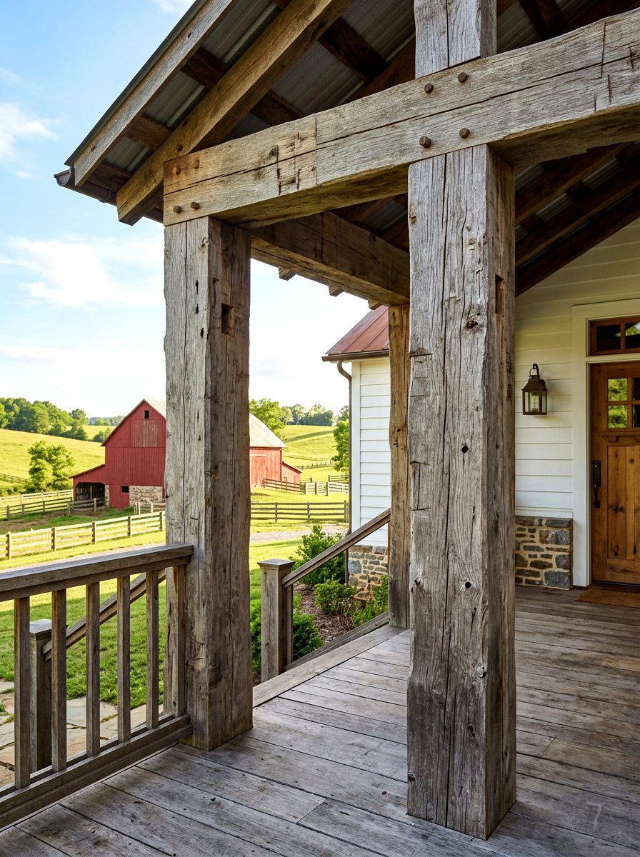 Barn Wood Porch Column - 30 farmhouse porch columns ideas