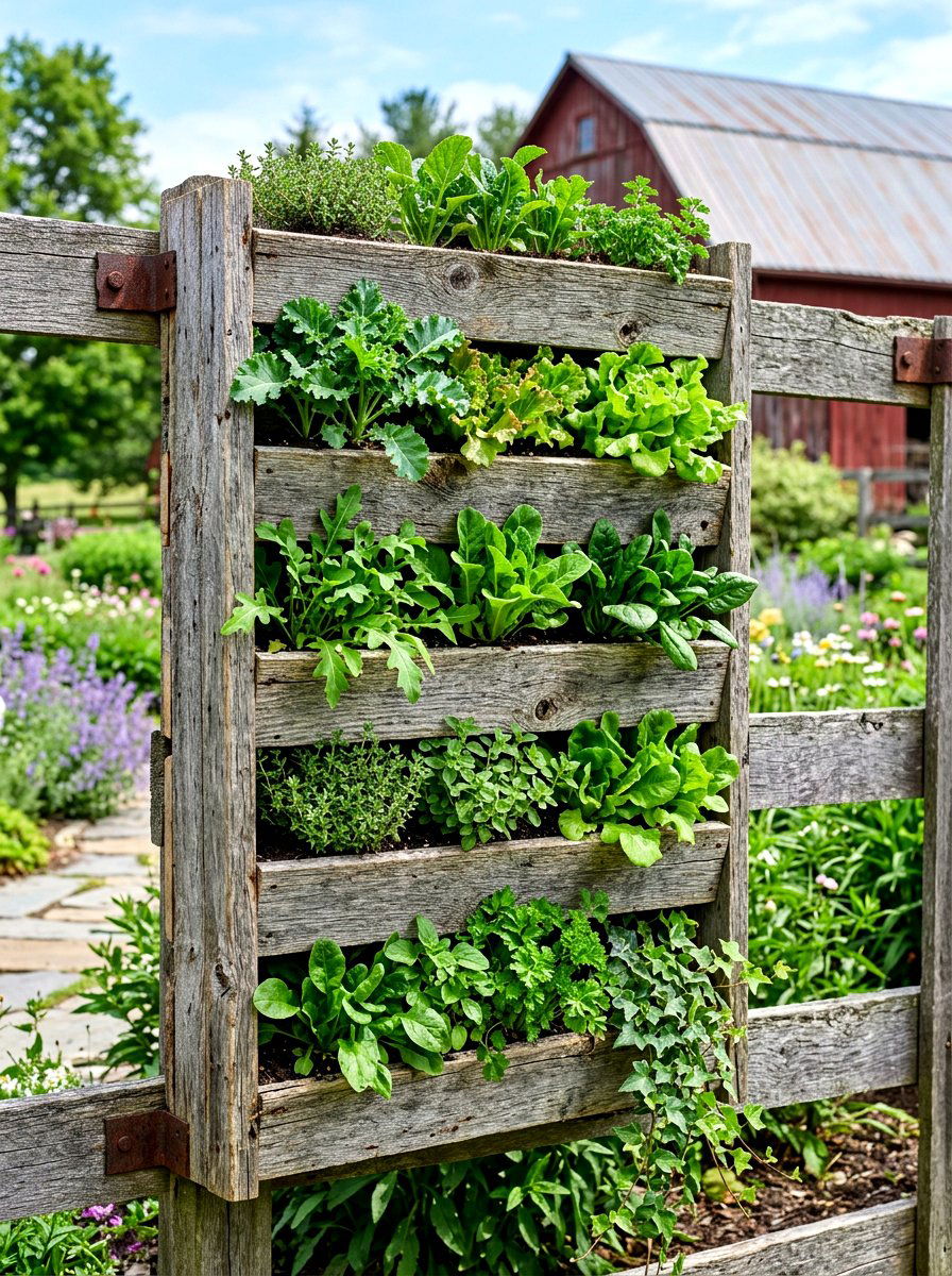 Barn Wood Vertical Planter - 30 rustic vertical garden ideas