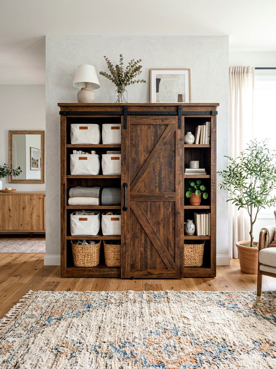Barn door cabinet - 30 drop zone shelf ideas