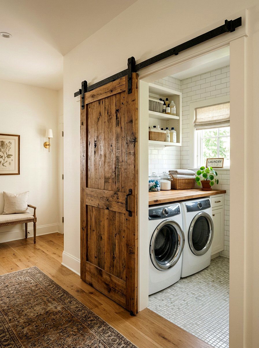 Barn door laundry room - 30 vintage laundry room ideas