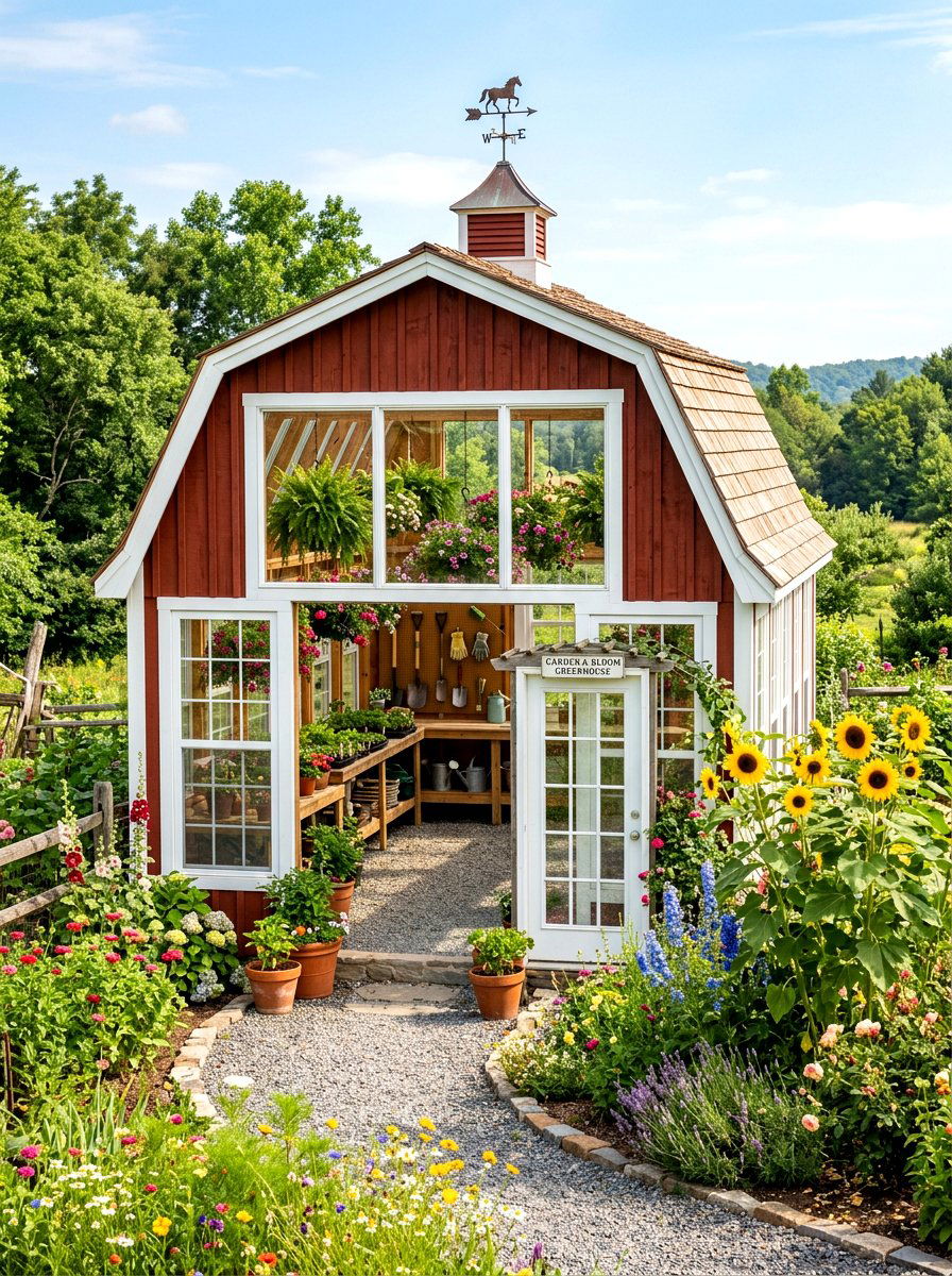 Barn style greenhouse - 30 backyard greenhouse ideas
