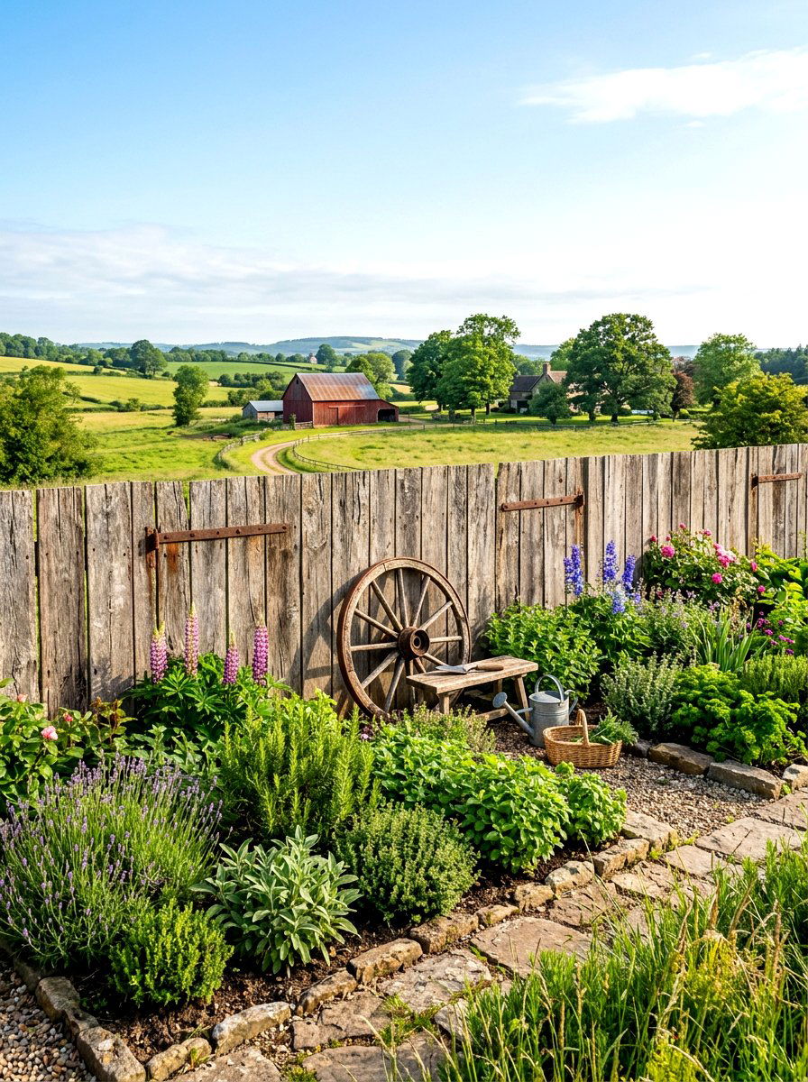 Barnwood Reclaimed Plank Fence - 30 herb garden fence ideas