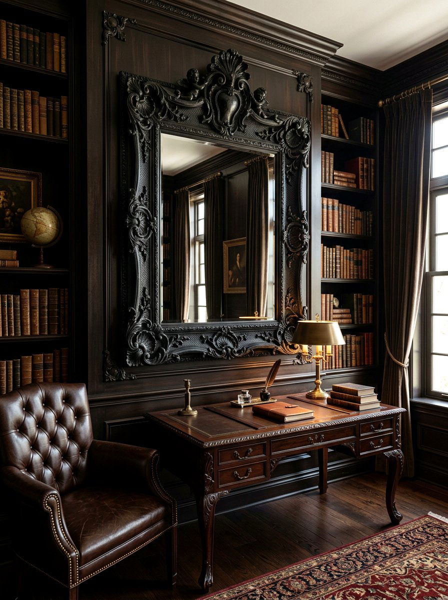 Baroque Black Framed Mirror - 30 antique mirror wall ideas