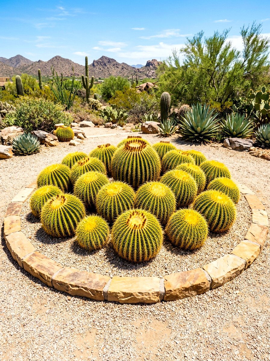 Barrel Cactus Arrangement - 30 cactus garden ideas
