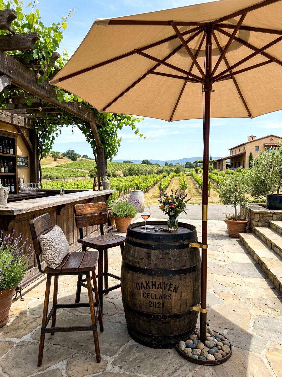 Barrel Umbrella Stand - 30 patio umbrella base styling ideas