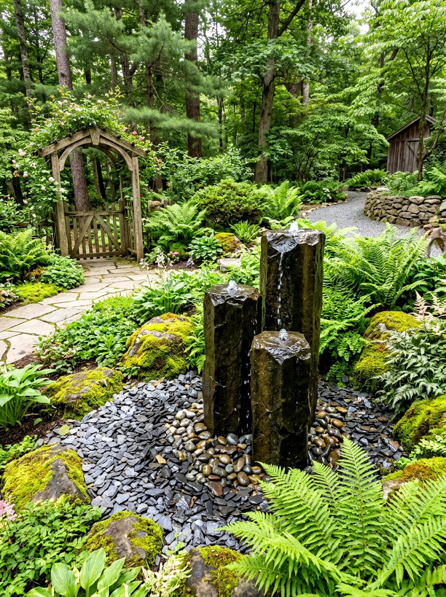 Basalt Column Fountain - 30 entry fountain landscaping ideas