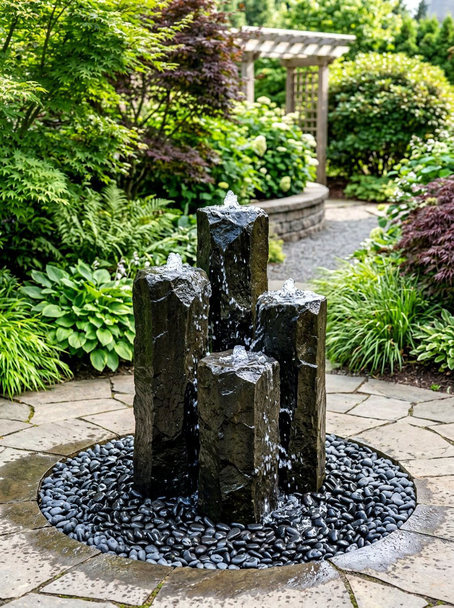 Basalt Column Fountain - 30 rock landscaping ideas