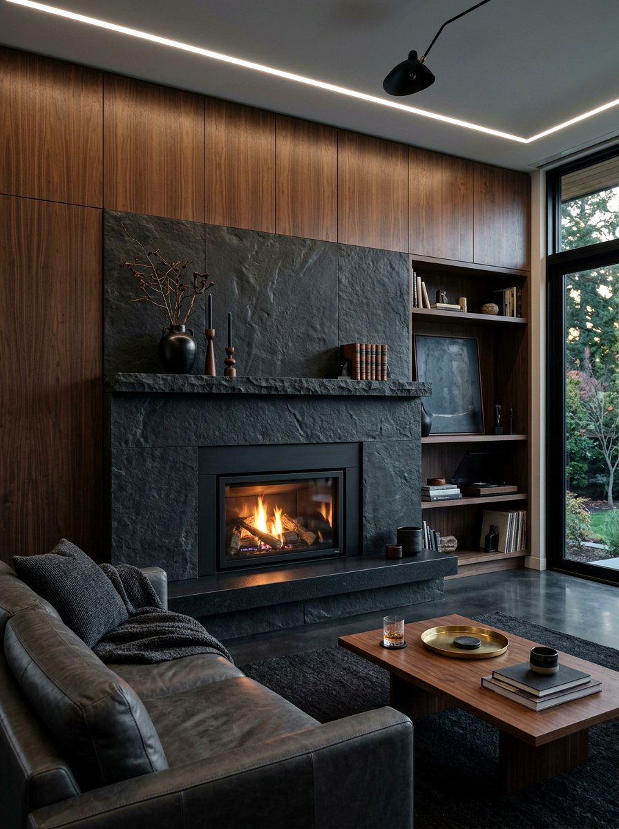 Basalt Hearth - 30 fireplace hearth ideas