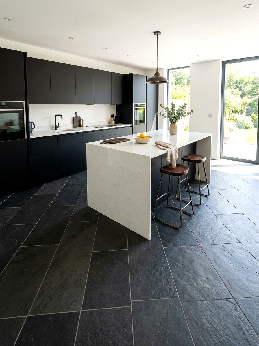 Basalt Kitchen Diagonal Tile - 30 diagonal tile kitchen floor ideas