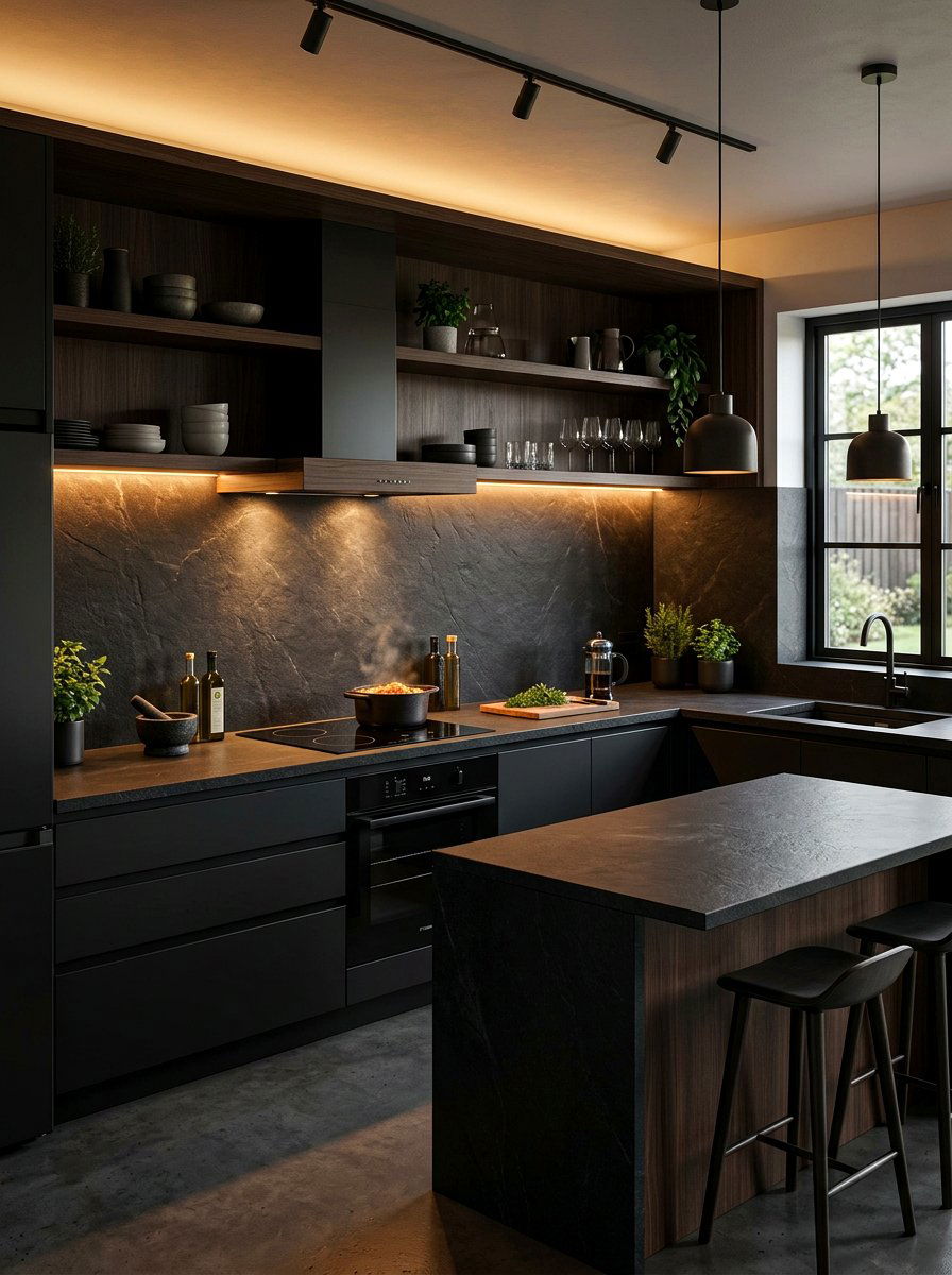 Basalt Kitchen Slab - 30 slab stone kitchen ideas