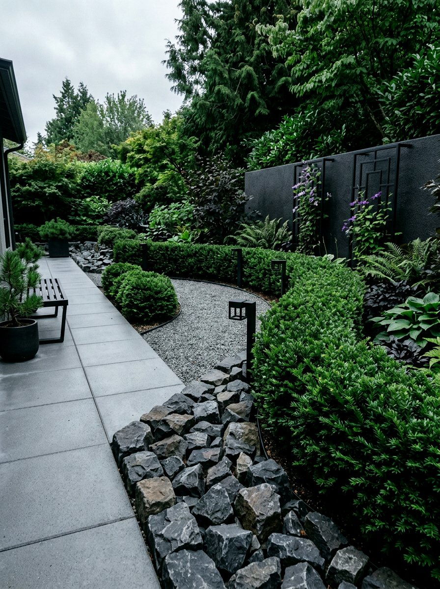 Basalt Rock Border - 30 rock border garden ideas