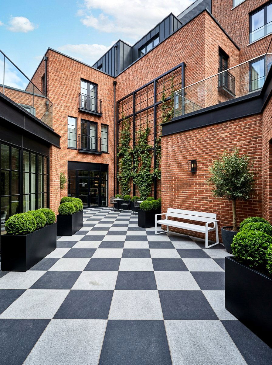 Basalt and light gray pavers - 30 checkerboard patio paver ideas
