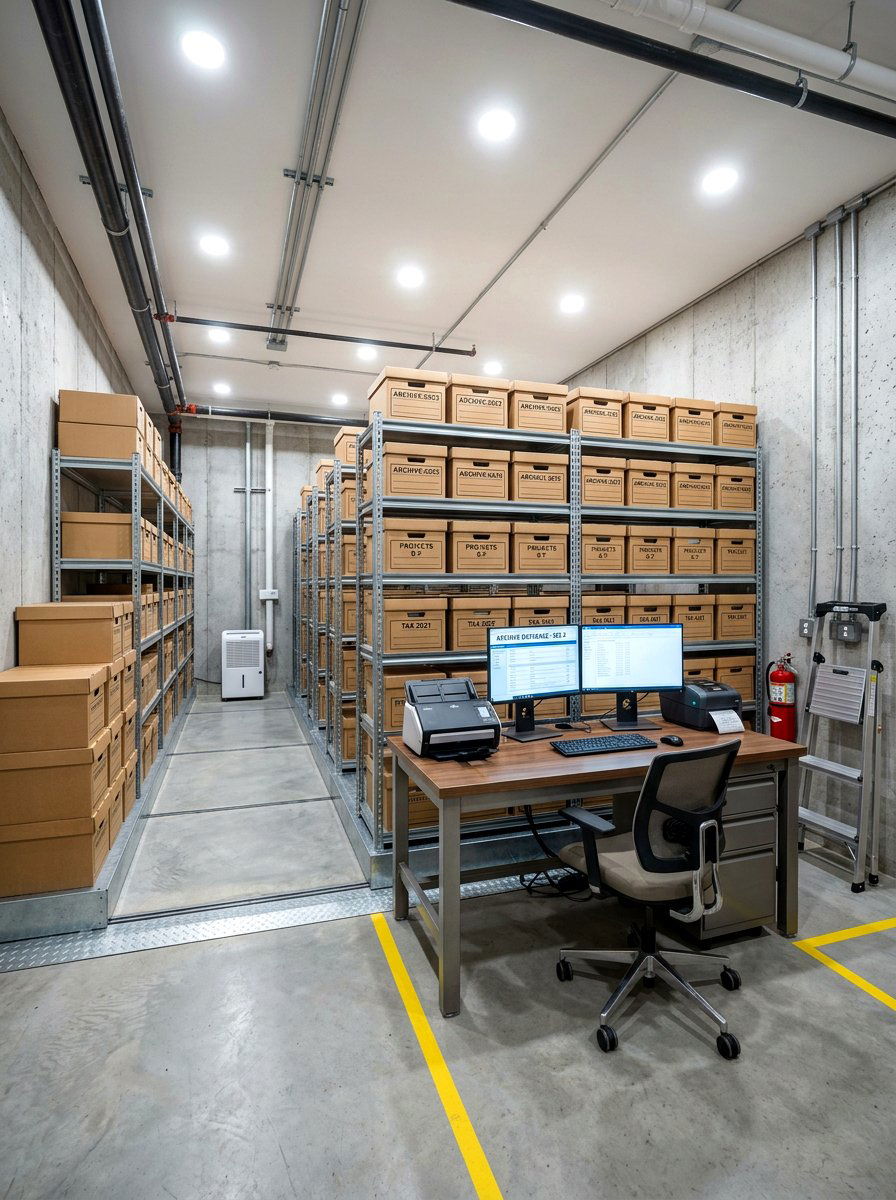 Basement Archive Workstation - 30 archive room office ideas