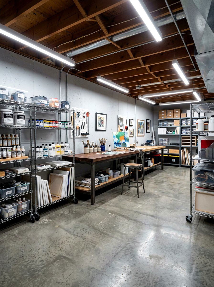 Basement Art Workshop - 30 art corner ideas