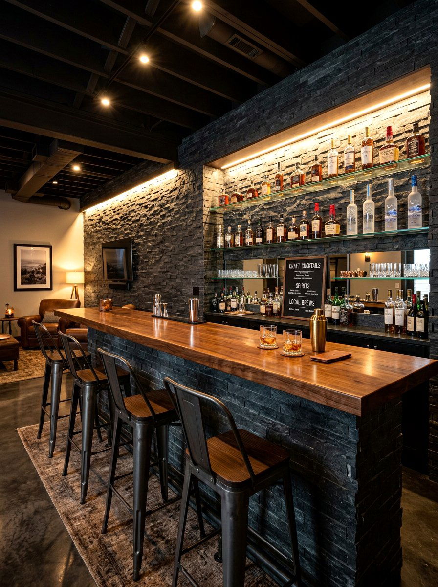 Basement Bar Stone Wall - 30 stone accent wall ideas