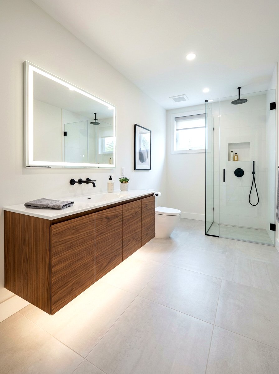 Basement Bathroom With Floating Vanity - 30 basement bathroom ideas