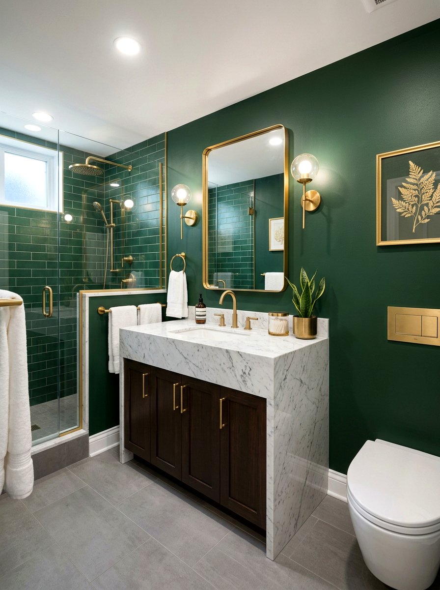 Basement Bathroom With Gold Accents - 30 basement bathroom ideas