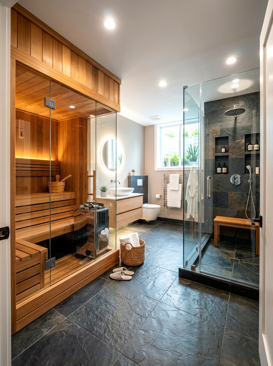Basement Bathroom With Sauna - 30 basement bathroom ideas