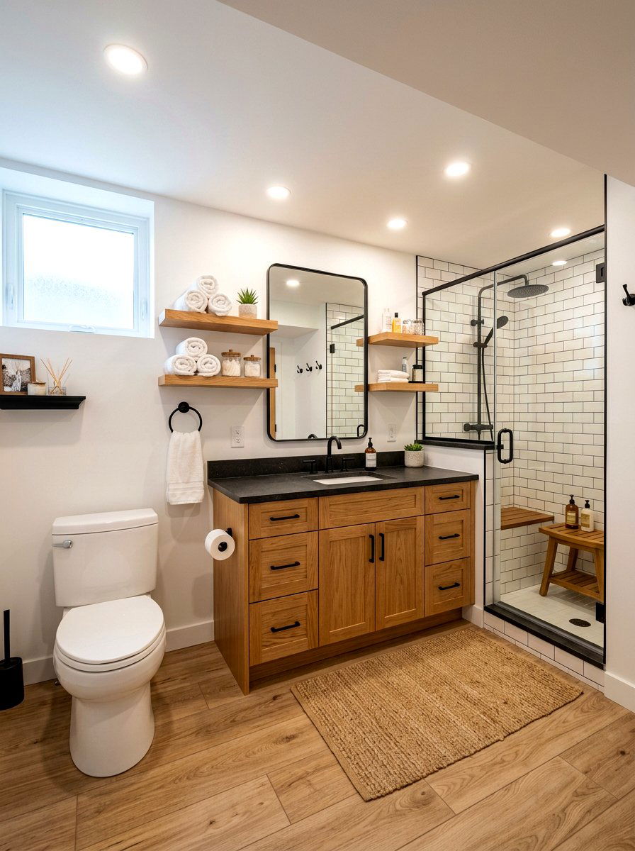 Basement Bathroom With Wood Accents - 30 basement bathroom ideas