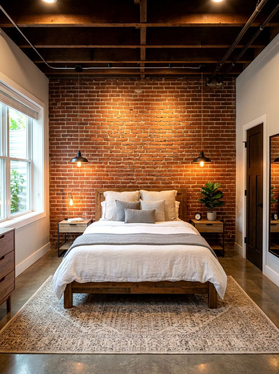 Basement Bedroom With Exposed Brick - 30 basement bedroom ideas