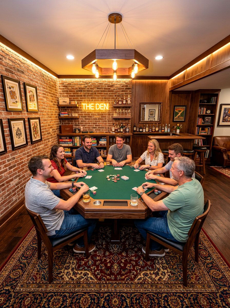 Basement Card Den - 30 poker room ideas