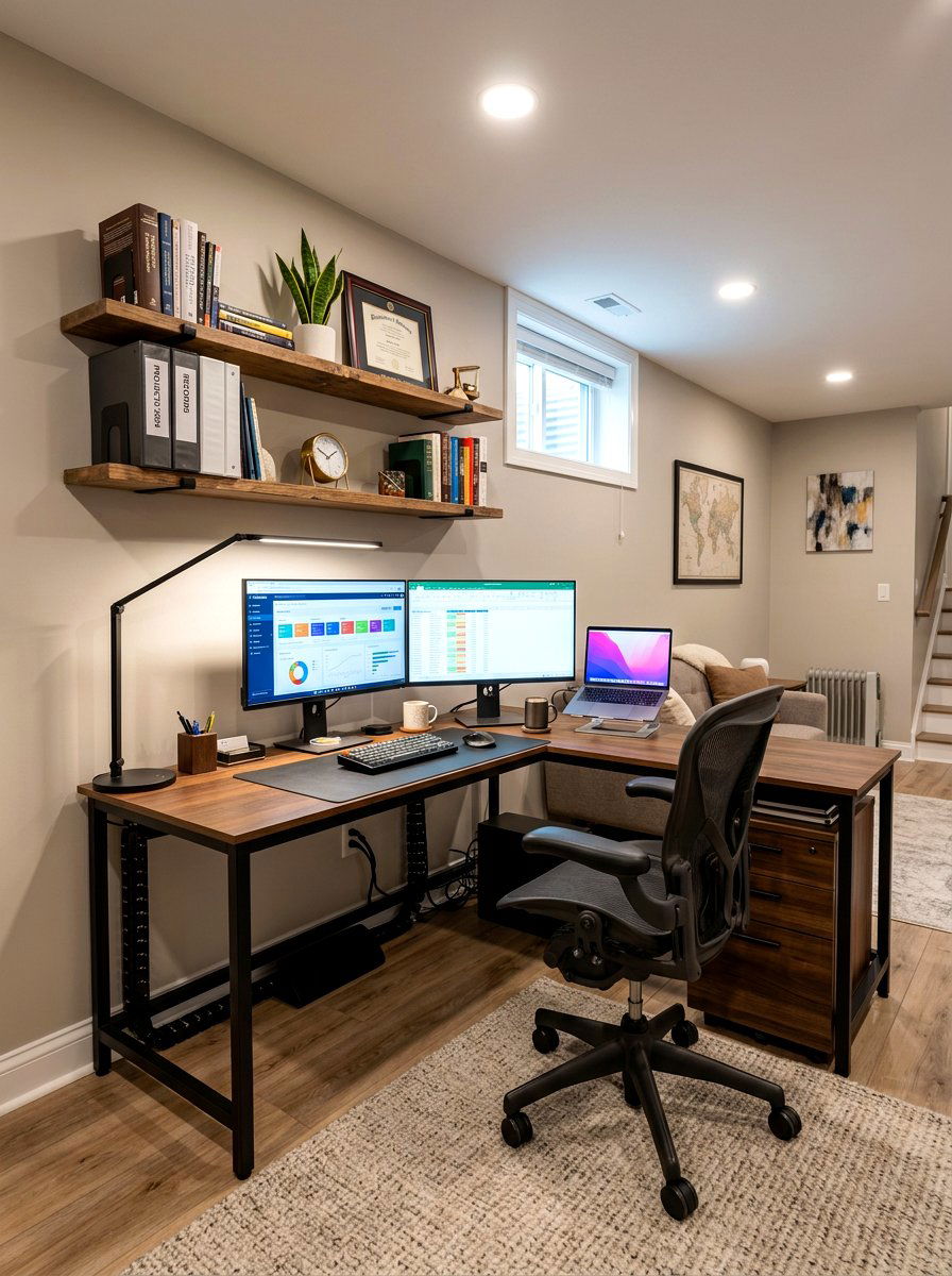 Basement Corner Office Layout - 30 basement office ideas