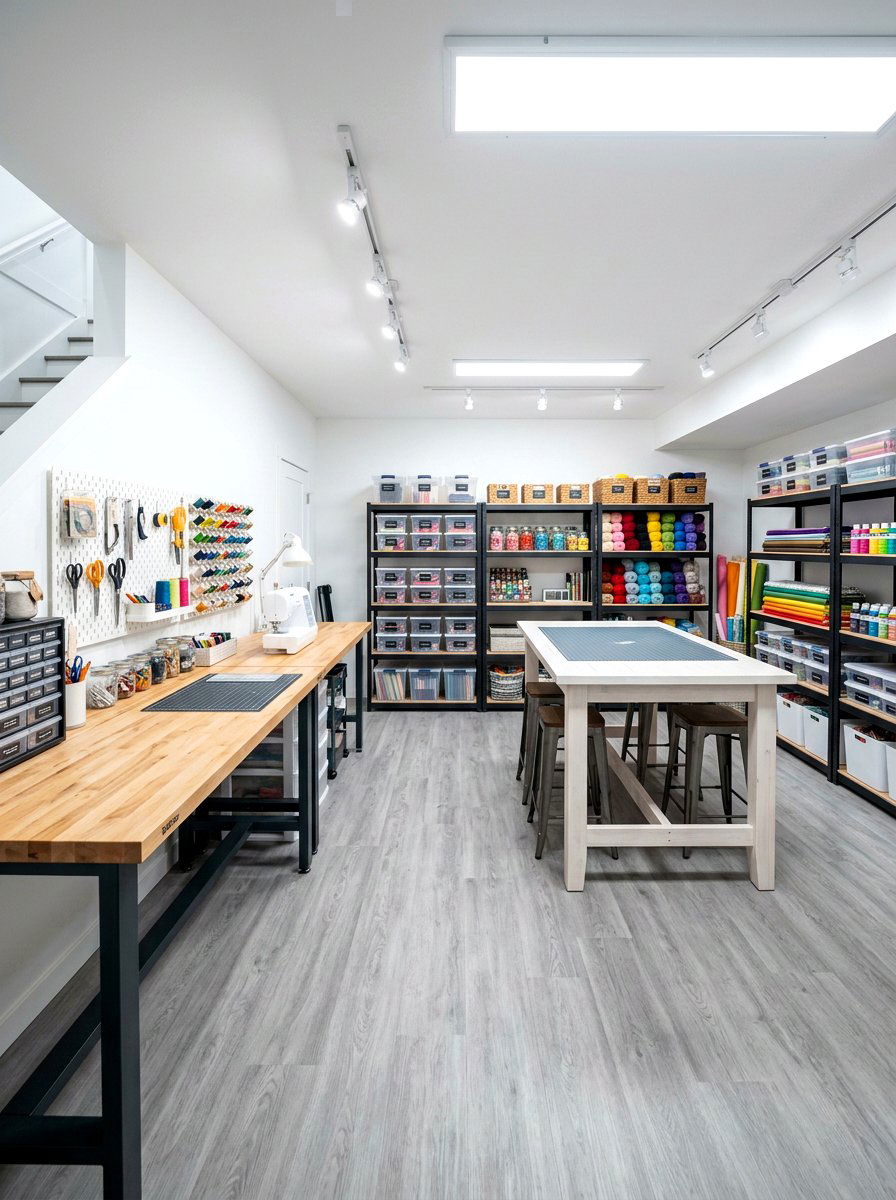Basement Craft Room - 30 knitting room ideas
