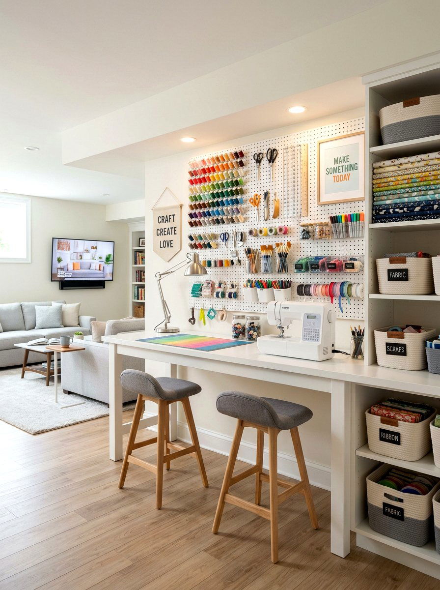 Basement Craft Room Station - 30 basement family room ideas