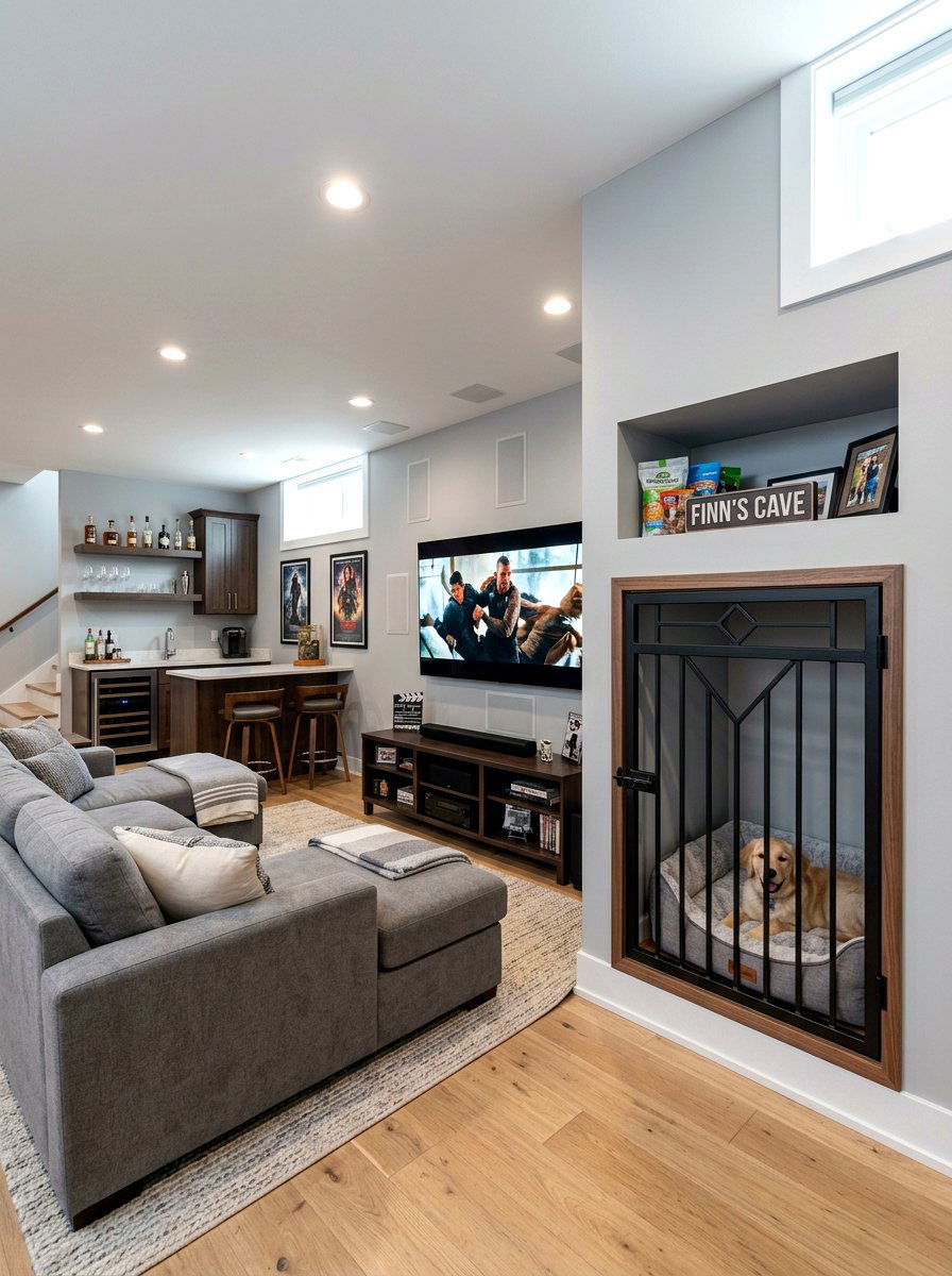 Basement Dog Crate Niche - 30 built in dog crate ideas