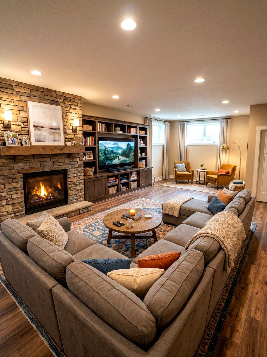 Basement Family Room - 30 bonus room ideas