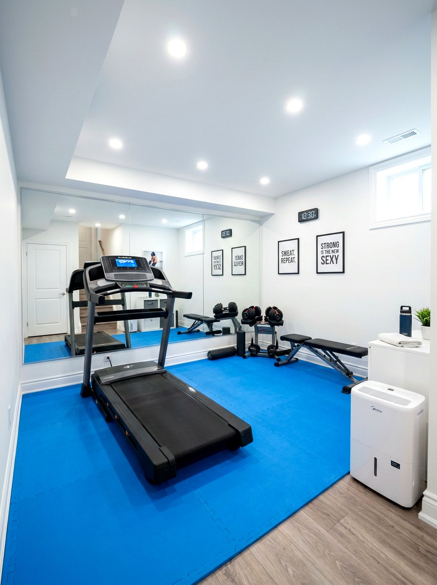 Basement Fitness Space - 30 treadmill room ideas