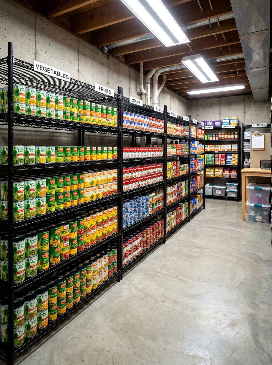 Basement Food Stockpile - 30 can storage ideas