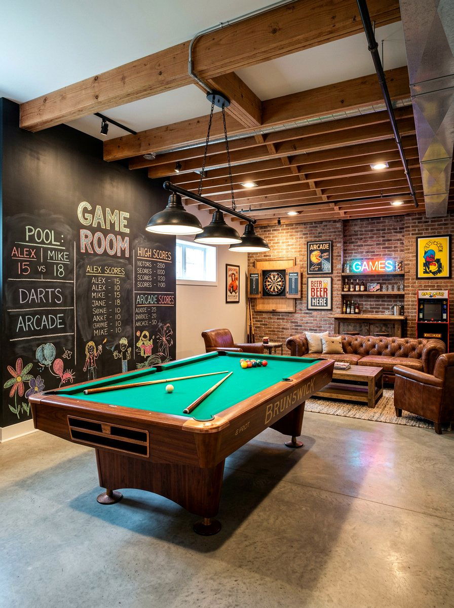 Basement Game Room - 30 chalkboard wall ideas