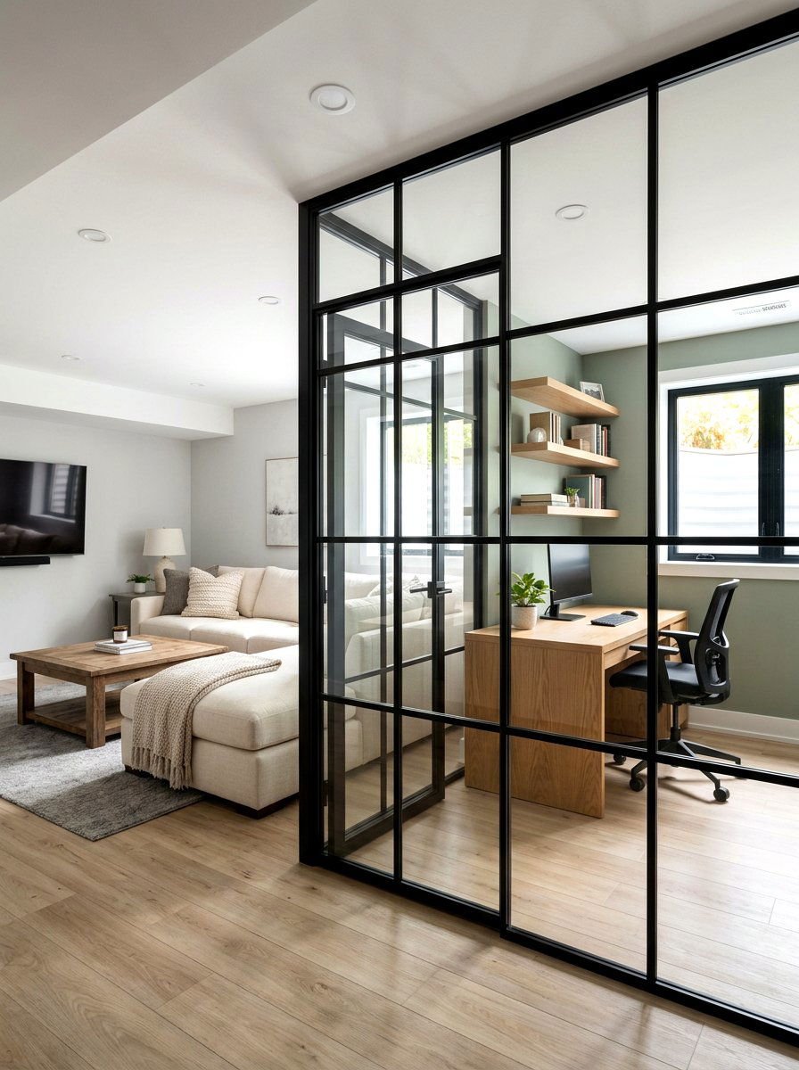 Basement Glass Partition Wall - 30 basement family room ideas