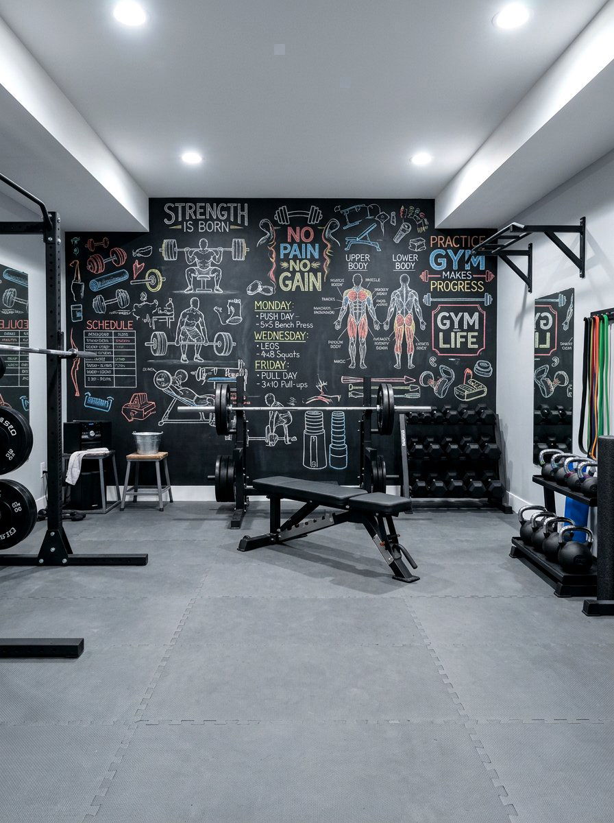 Basement Gym Chalkboard Wall - 30 basement gym ideas