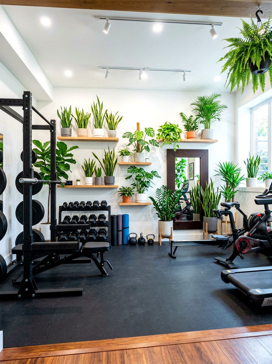 Basement Gym Indoor Greenery - 30 basement gym ideas