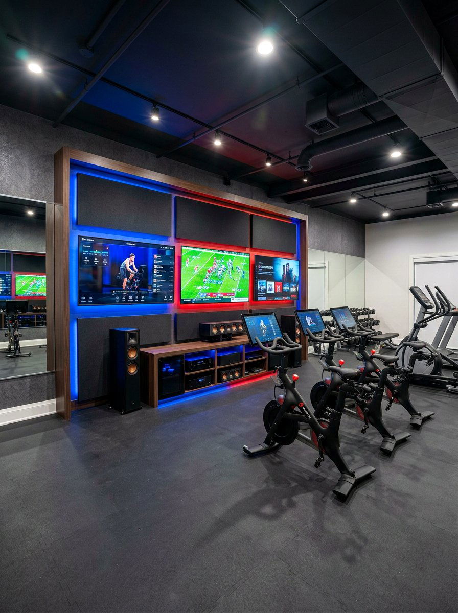 Basement Gym Media Center - 30 basement gym ideas
