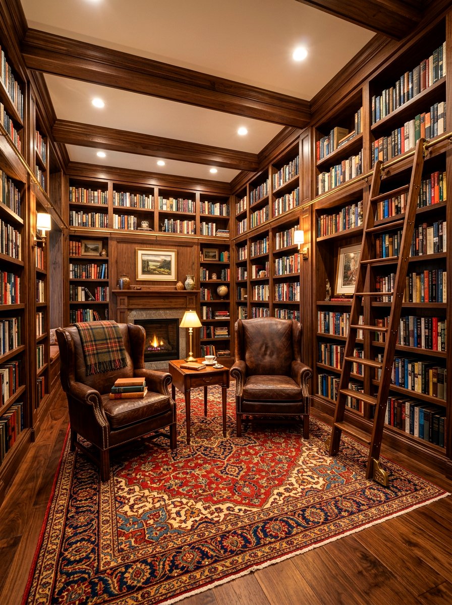 Basement Library - 30 finished basement ideas