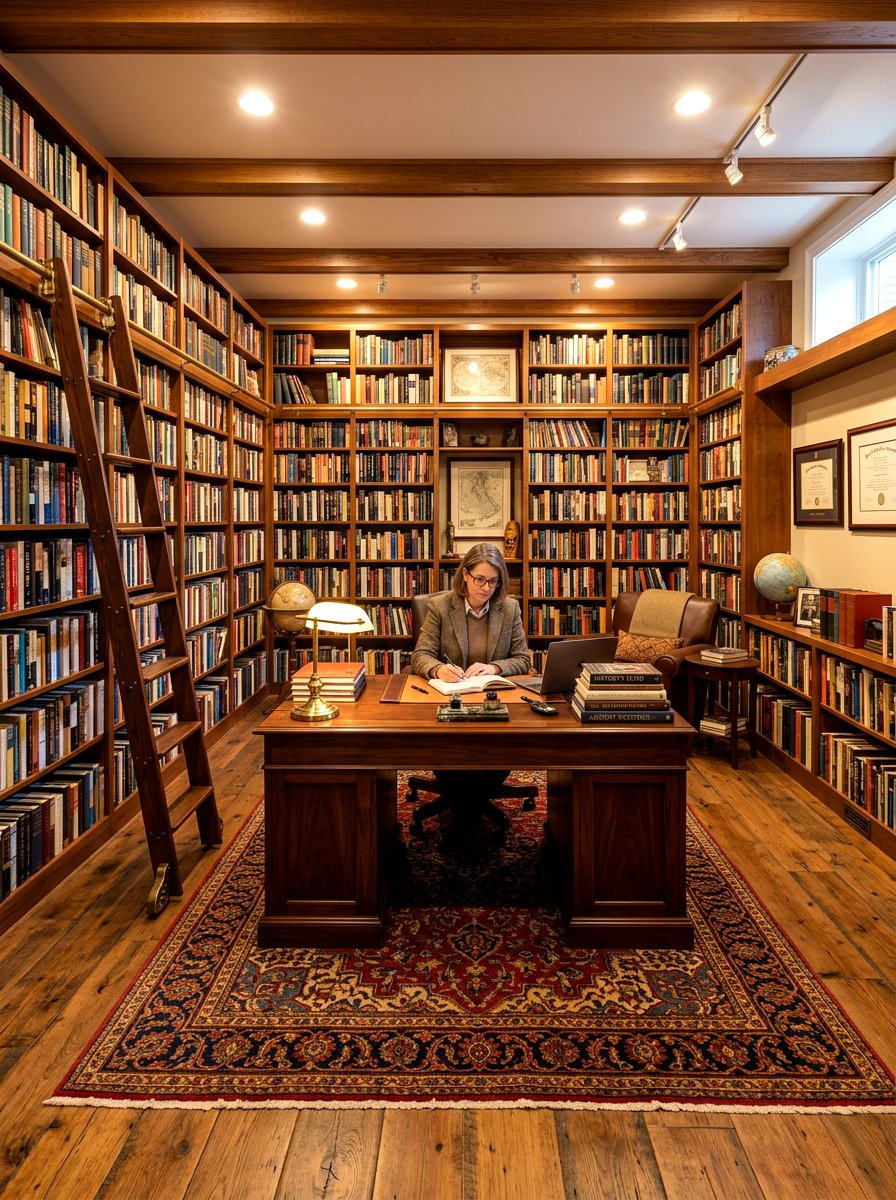 Basement Library Office Design - 30 basement office ideas