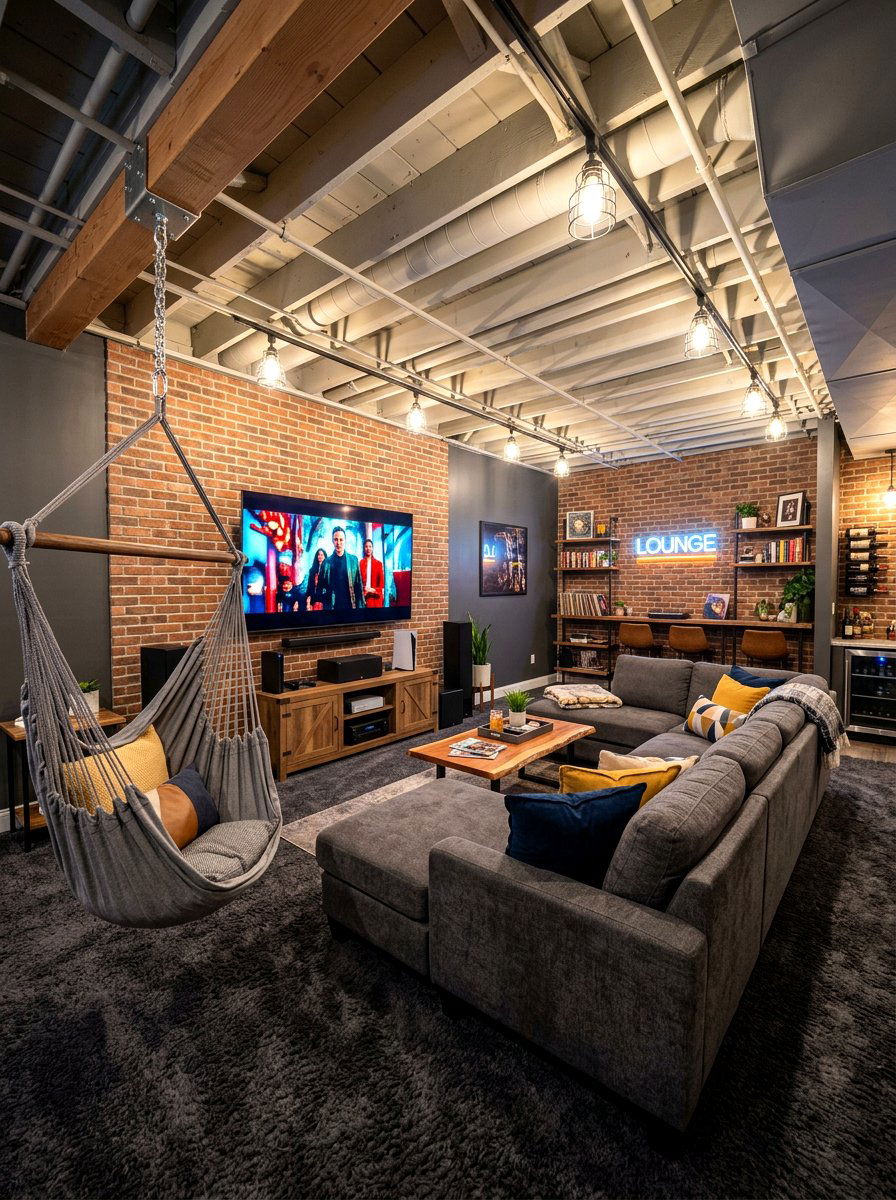 Basement Lounge Hammock Swing - 30 hammock chair ideas
