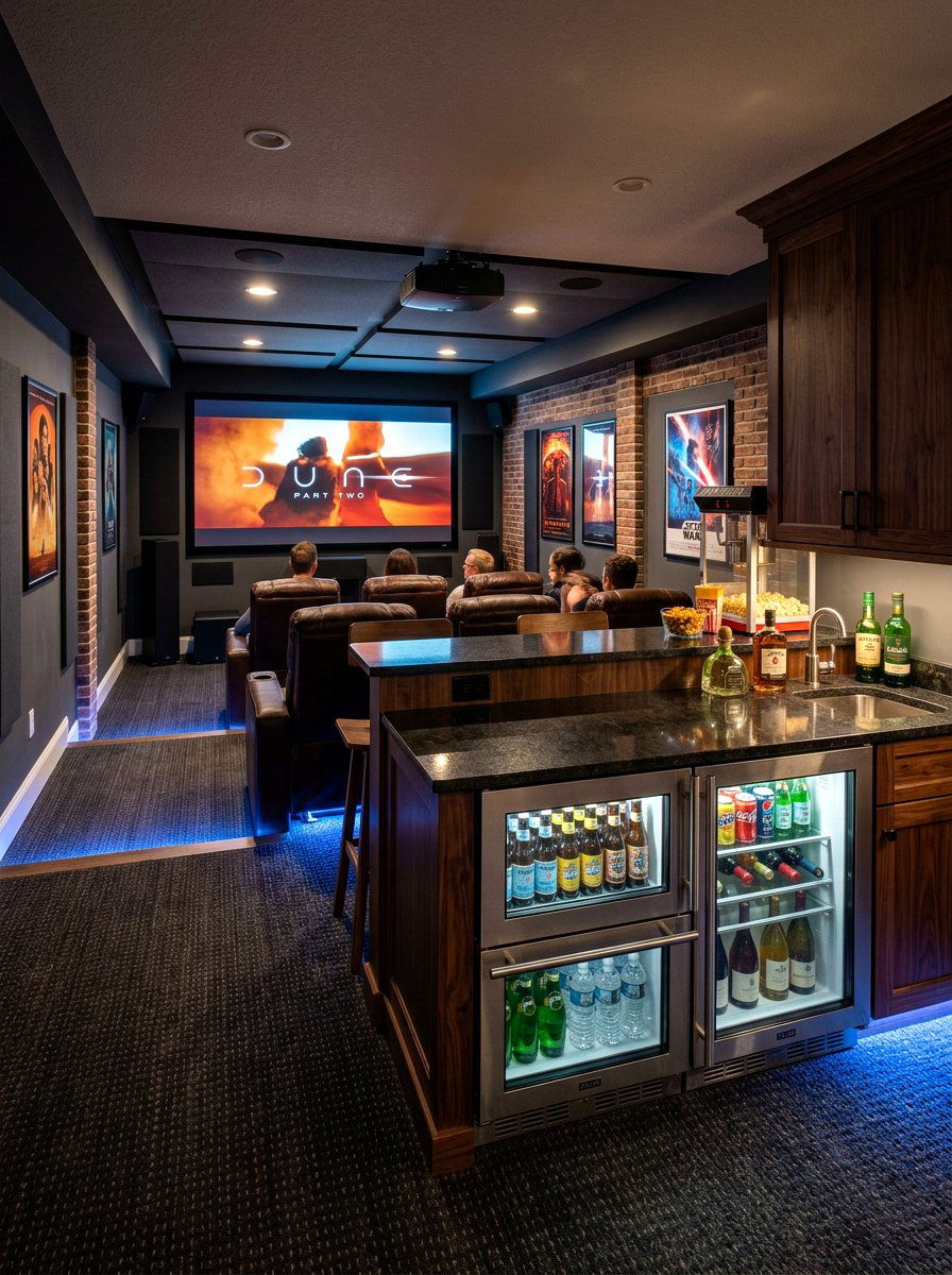 Basement Movie Room Fridge - 30 beverage drawer ideas