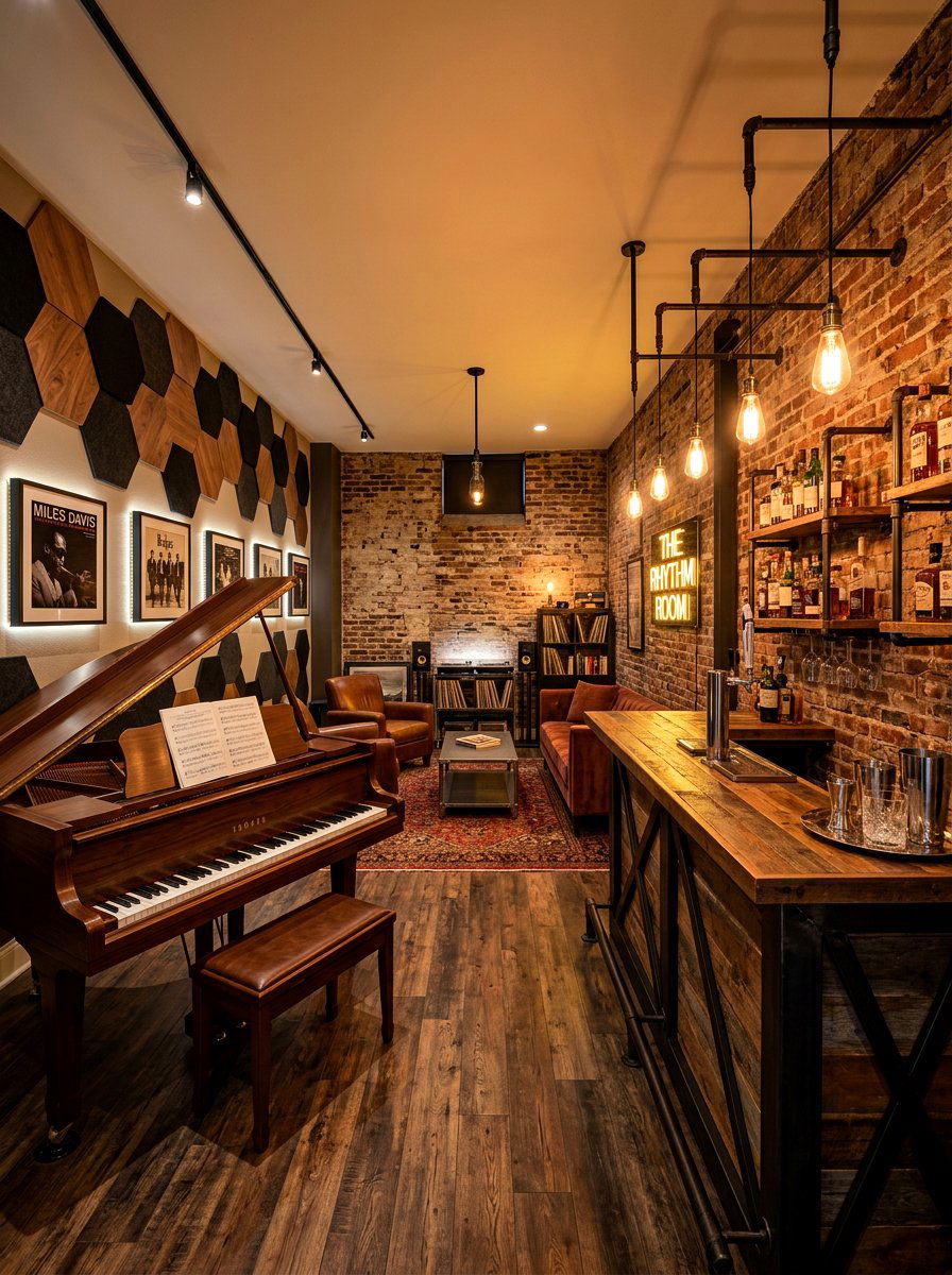 Basement Music Lounge - 30 piano room ideas