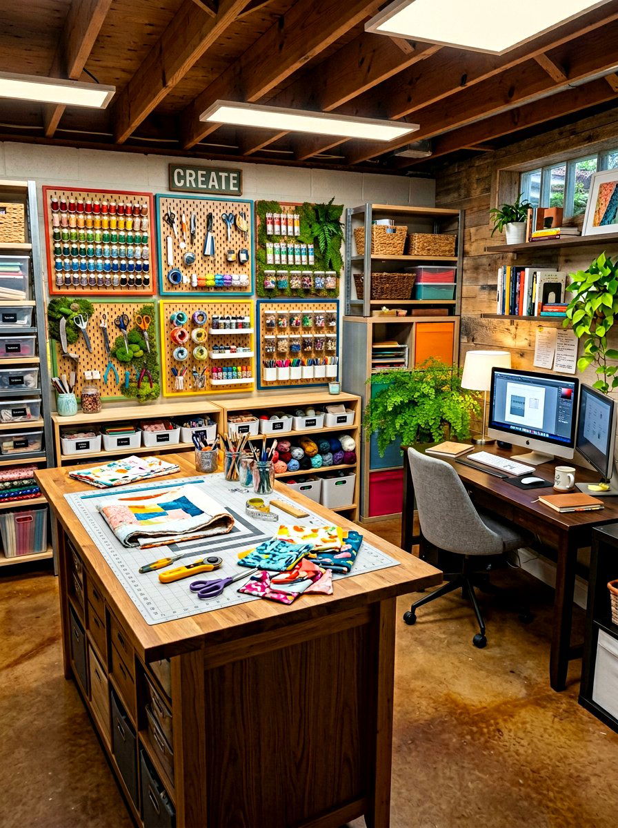 Basement Office Craft Room Combo - 30 basement office ideas